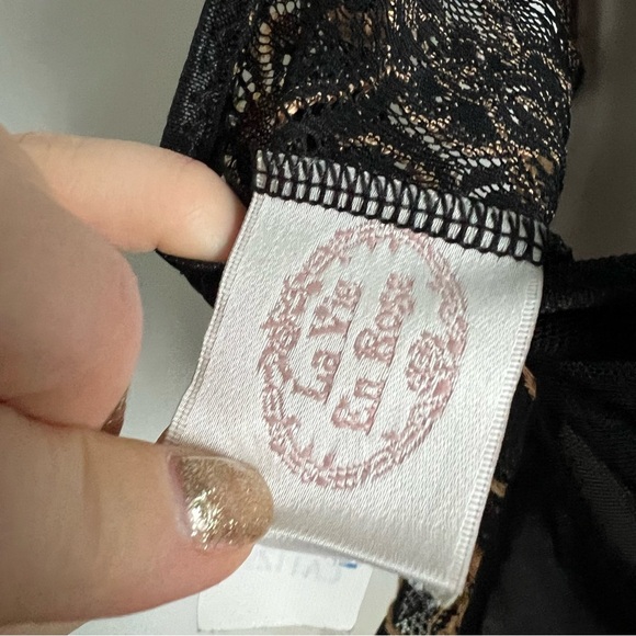 Vintage Black & Gold Lace Camisole ✨ Y2K Sheer Floral Top L - Picture 5 of 6